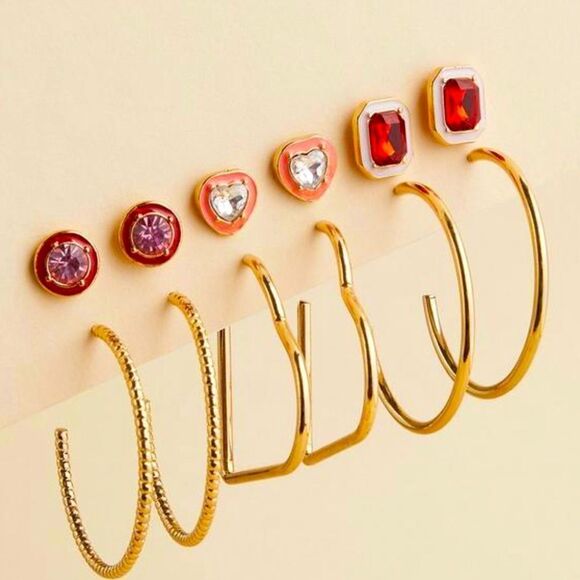 TORRID HOOP AND HEART STUDS EARRING SET - Picture 1 of 7